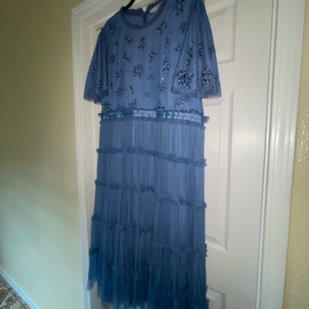 Ivy City Co Dusty Blue Embroidered Maxi Dress - Picture 5 of 6